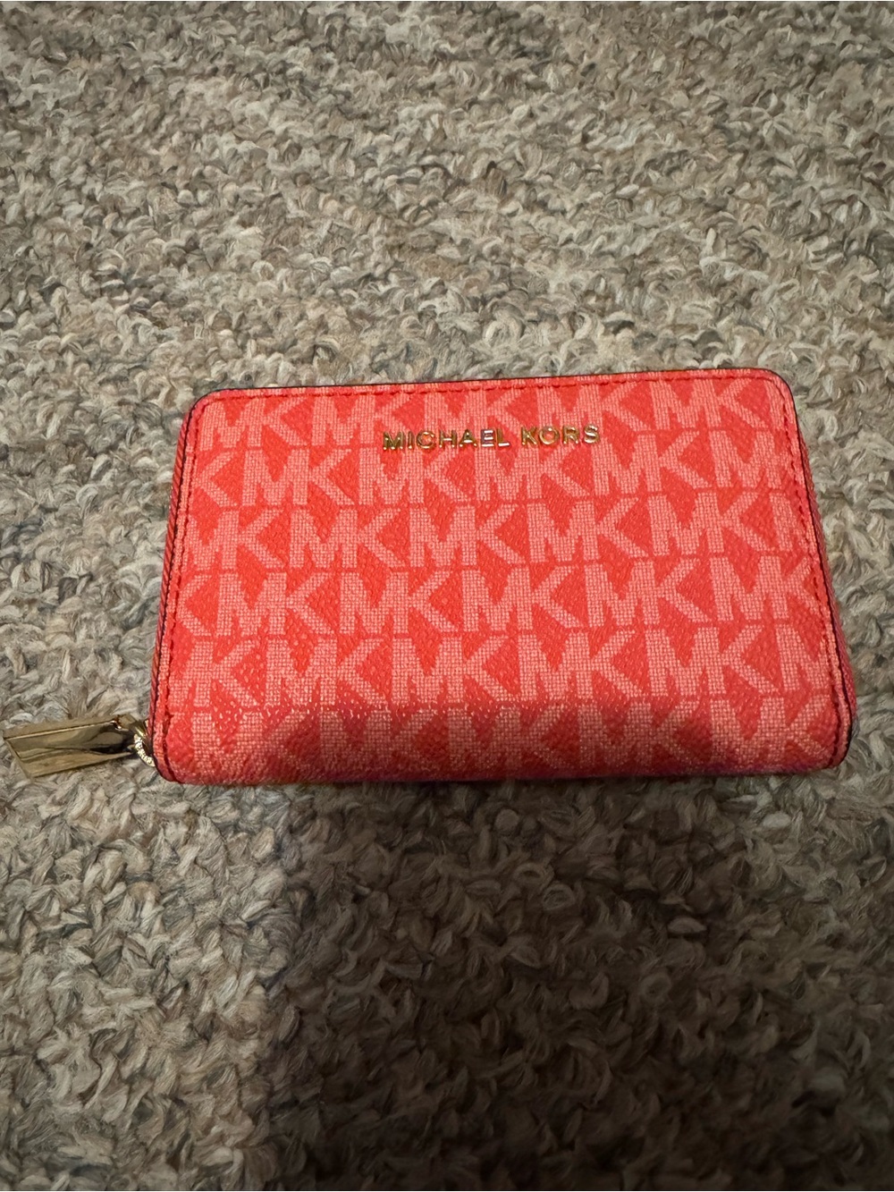 Michael Kors red Signature Zip Wallet